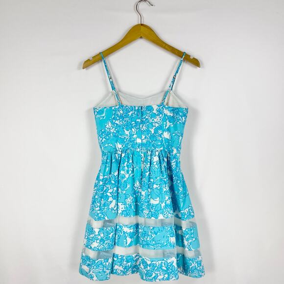 Lilly Pulitzer Women's Ollie Floral Fit & Flare Mini Dress Size 0 Turquoise Blue - Picture 7 of 13